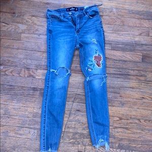 high rise super skinny crop hollister jeans